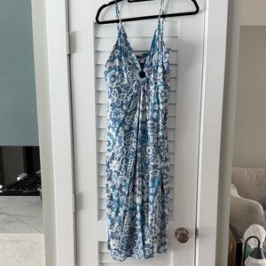 O’Neal Blue and White Spaghetti Strap Dress